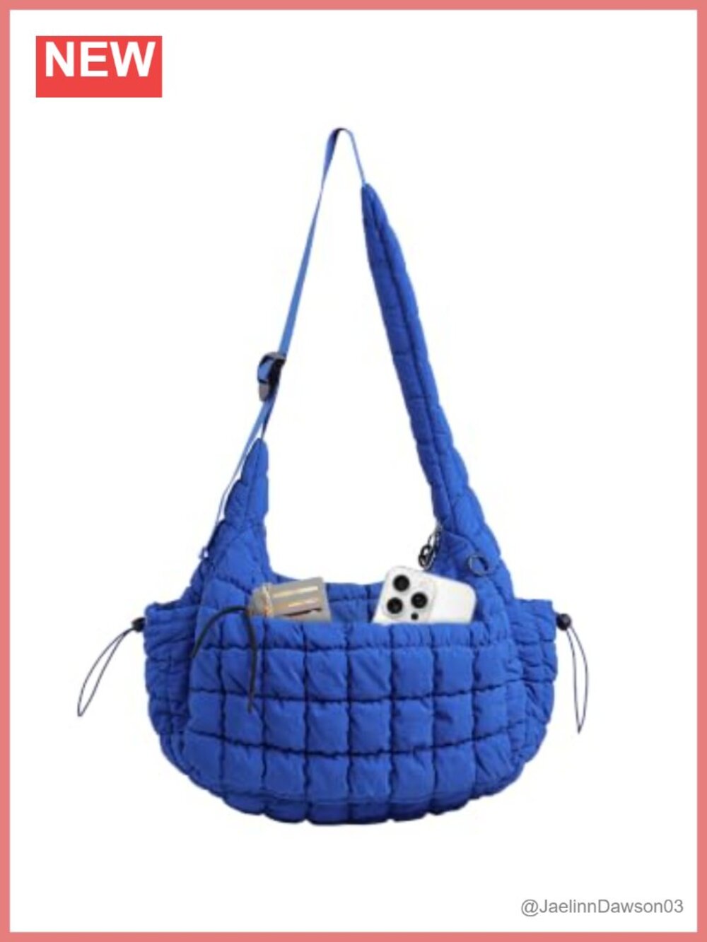 Quilted Nylon Puffer Tote Bag Women Adjustable Strap Crossbody Hobo Purse